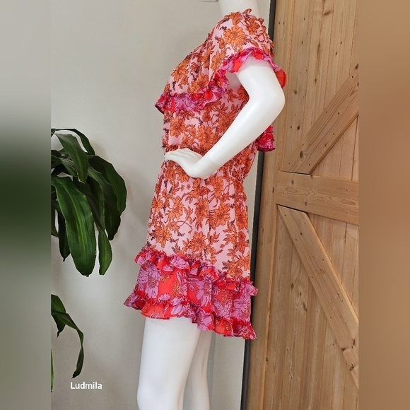 JESSICA SIMPSON size M Amelia Ruffle Floral Off-Shoulder mini dress - Picture 9 of 10